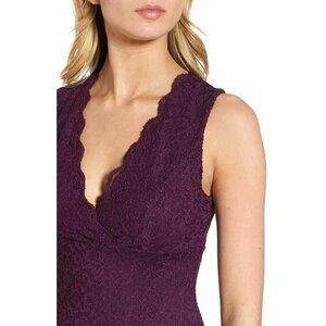 Soprano Women's Lace BodyCon Surplice Midi Dress Size Medium Purple